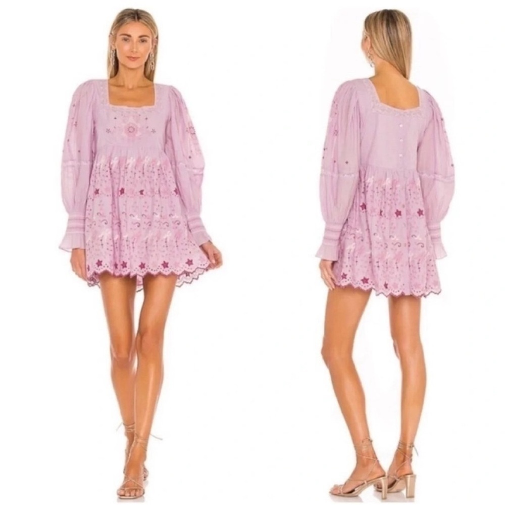NWT LoveShackFancy Freja Mini Dress Lavender Fields